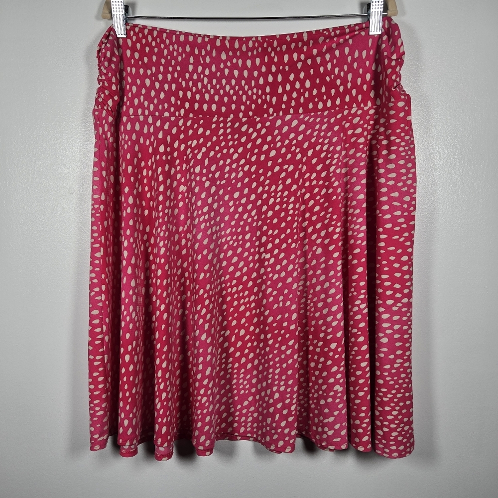 George Bright Pink White Spotted Pull On Ruched Waist Skirt Plus Size XXL (20)
